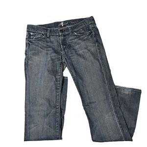 7 for All Mankind Womens Bootcut Jeans Rhinestone Embellished Waist Size 29 Blue